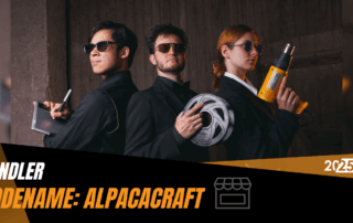 Richie, Svenja und Christian in Agentenpose und mit Craftinggeräten in den Händen.