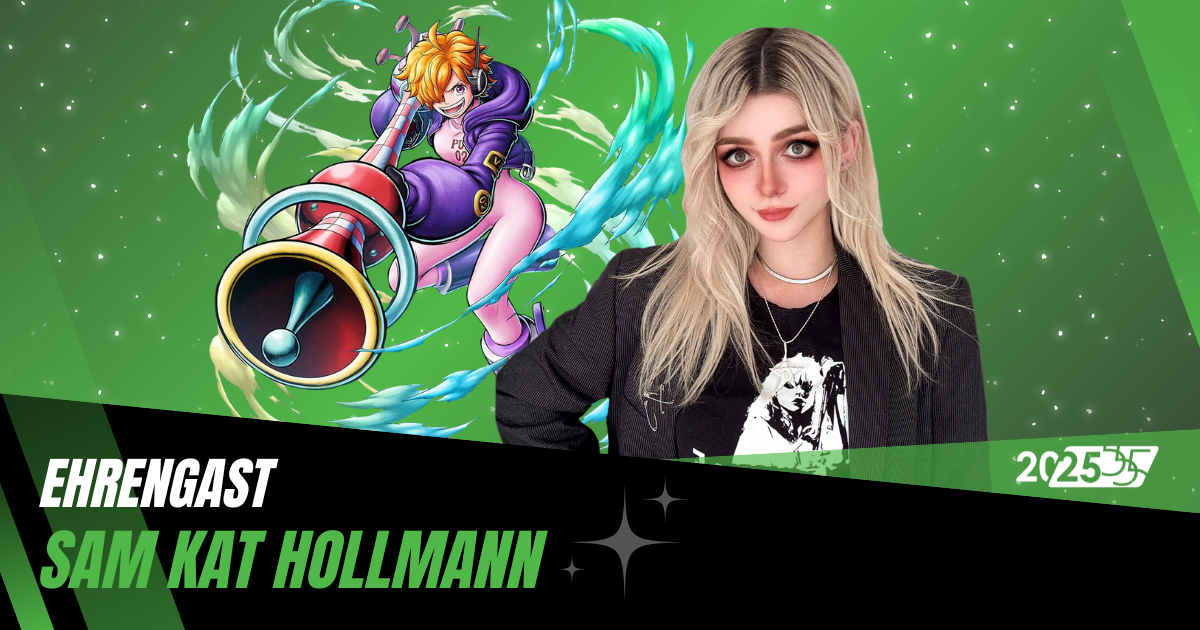 Sam Kat Hollmann mit der Manga Figur Lillith aus One Piece.
