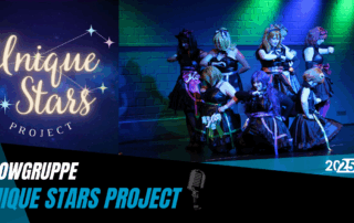 Die Tanzgruppe Unique Stars Project mit ihrem Logo.