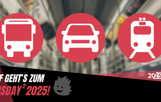 Bild von drei Fortbewegungsmittel als Infobild, wie man zum CosDay² kommt.