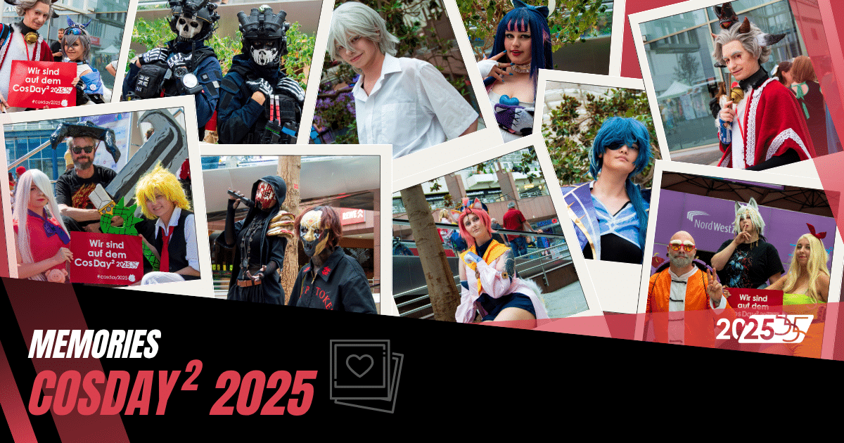 Eine fotocollage verschiedener Cosplayer.