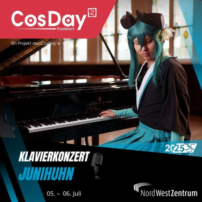 Ein Pianist, der euch zu Tränen berührt. 😢💙 Letztes Jahr hat er für euch aus dem NieR-Universum ausgewählte Stücke vorgespielt – dieses Jahr ist es “Your Name - Weathering With You - Suzume”. Zum Erfolg dieser Meisterwerke von Shinkai Makoto haben die Soundtracks von RADWIMPS maßgeblich beigetragen. Juni hat einige dieser Stücke für das Piano arrangiert und stellt euch seine Favoriten beim Klavierkonzert🎹🎵 vor!

Nimmt die Einladung gerne an und hört den wunderbaren Klang seiner Klavierkunst zu. Er spielt bei uns Live auf dem CosDay² 2025!😍

Der CosDay² findet am 5.-6. Juli 2025 in Frankfurt am Main statt!
Tickets gibt es an der Tageskasse oder im Vorverkauf unter cosday.org !
Wir freuen uns auf euch!

 #cosday #cosday2025 #event #anime #convention #nwz #klavier #konzert #junihuhn #shinkaimakoto